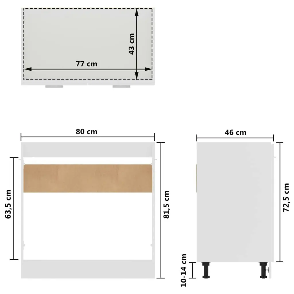 Sink Bottom Cabinet White 80x46x81.5 cm Engineered Wood 801196