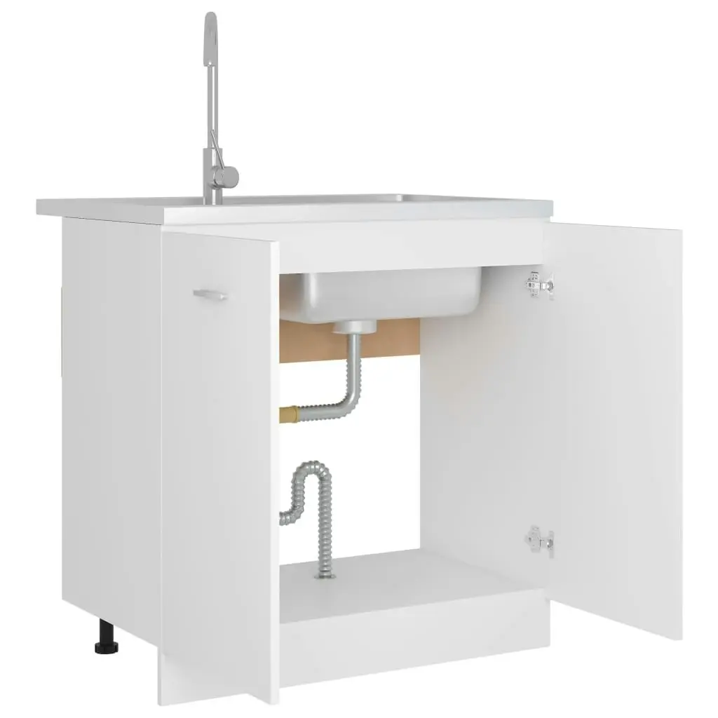 Sink Bottom Cabinet White 80x46x81.5 cm Engineered Wood 801196