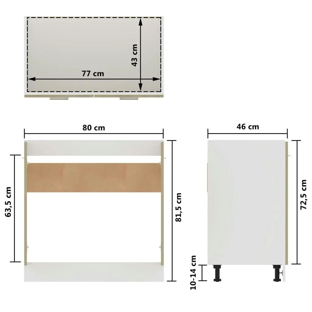 Sink Bottom Cabinet Sonoma Oak 80x46x81.5 cm Engineered Wood 801199