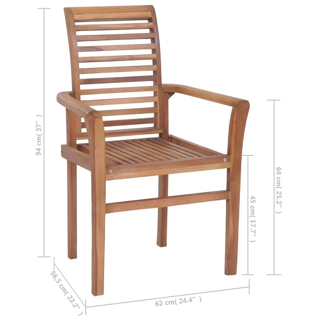 Stacking Dining Chairs 6 pcs Solid Teak Wood 3072944