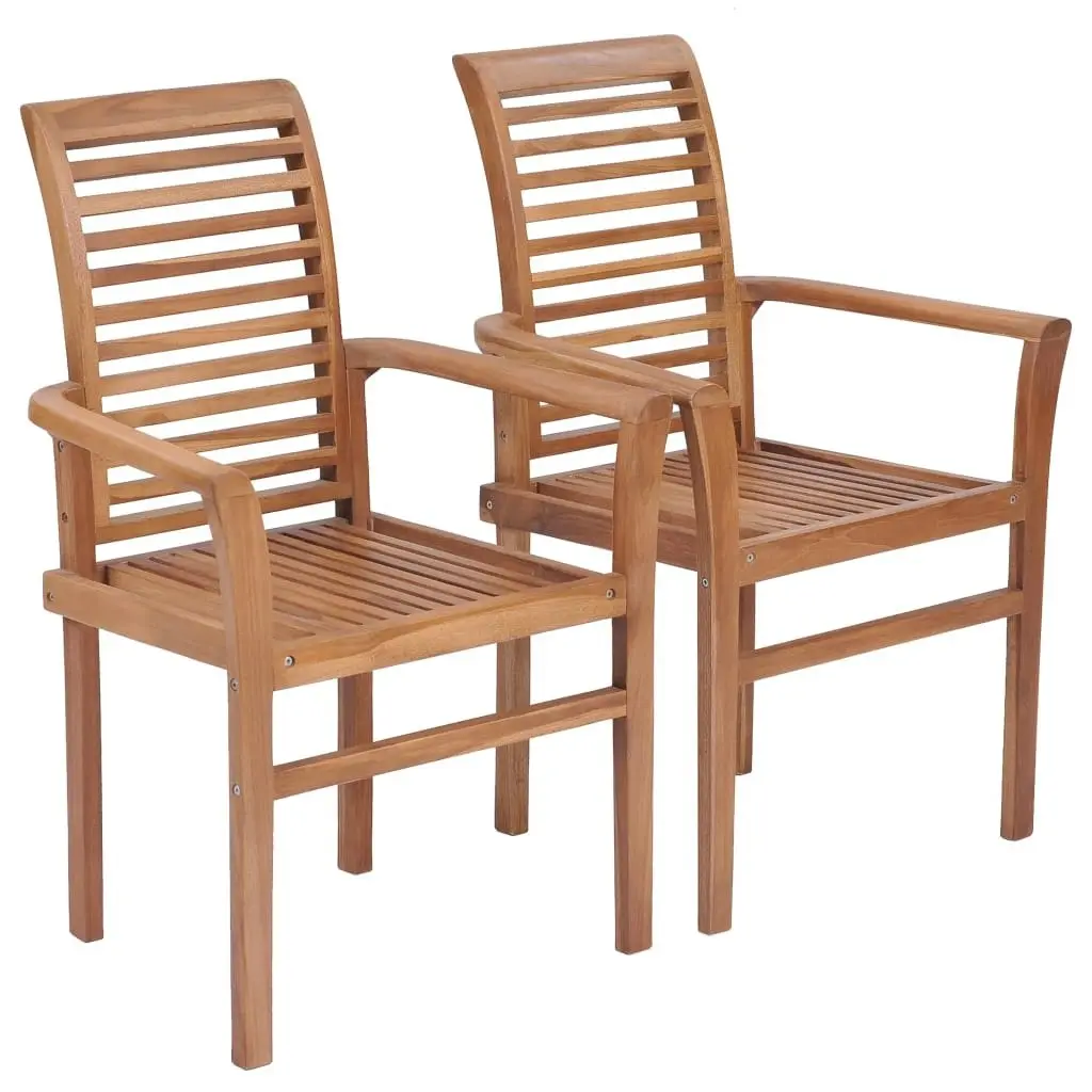 Stacking Dining Chairs 2 pcs Solid Teak 44664