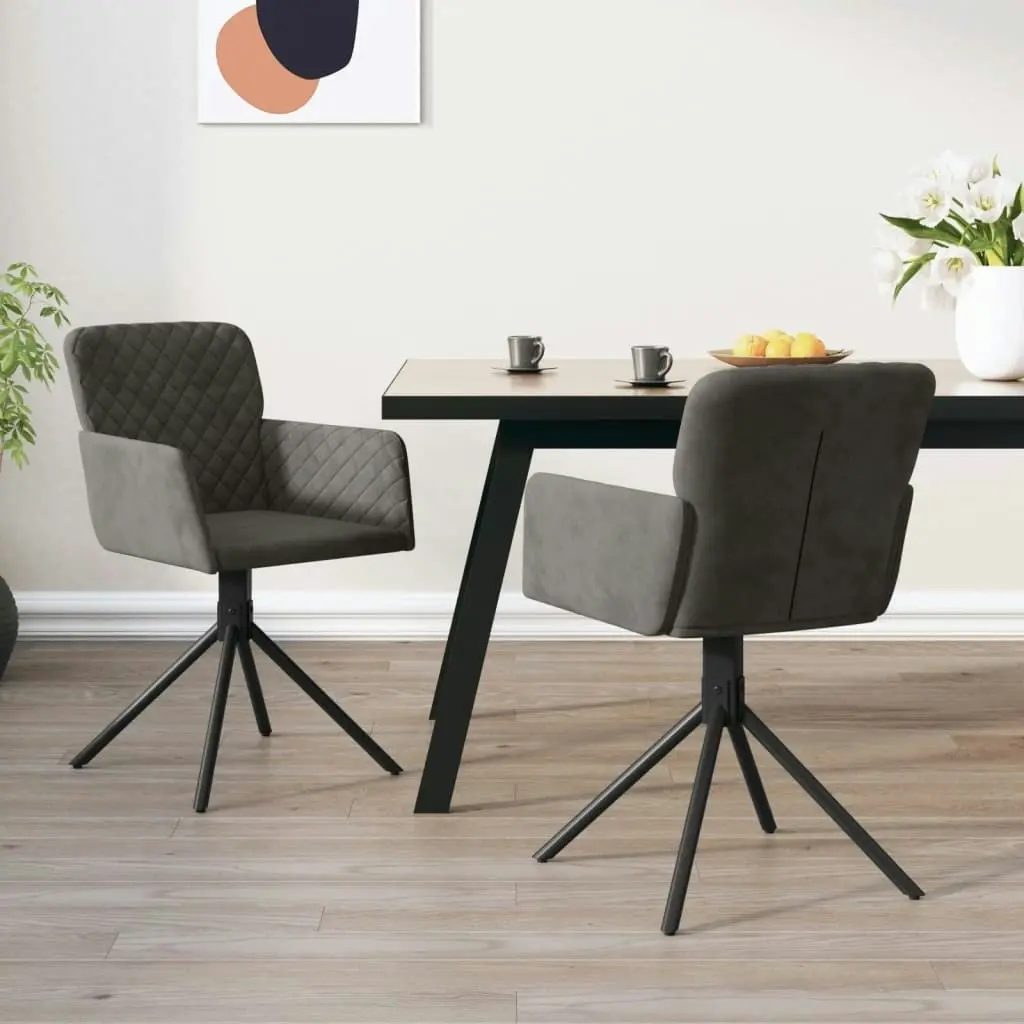 Swivel Dining Chairs 2 pcs Dark Grey Velvet 344791