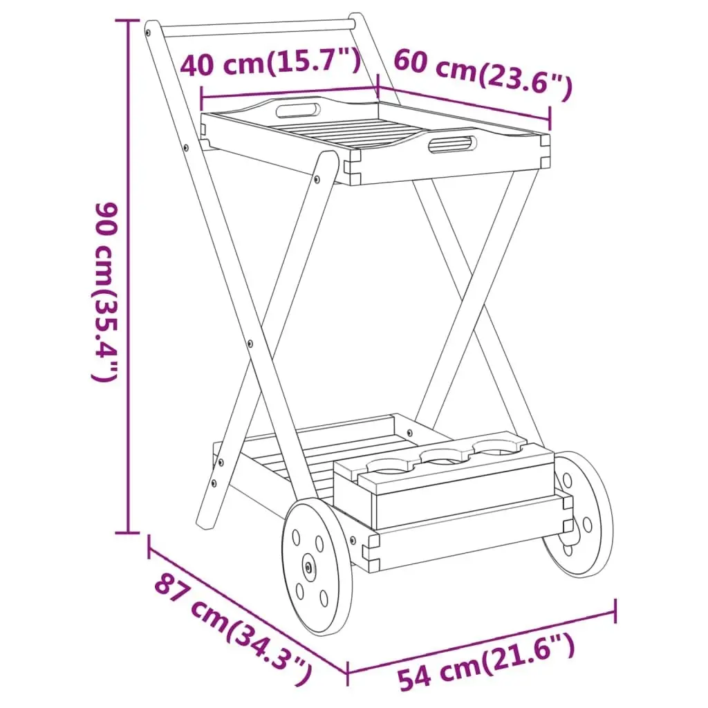 Tea Trolley 54x87x90 cm Solid Wood Acacia 319424