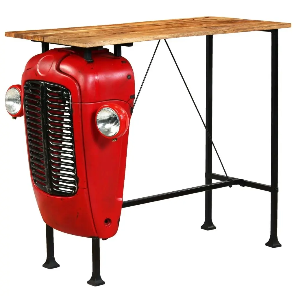 Tractor Bar Table Solid Mango Wood Red 60x120x107 cm 246236