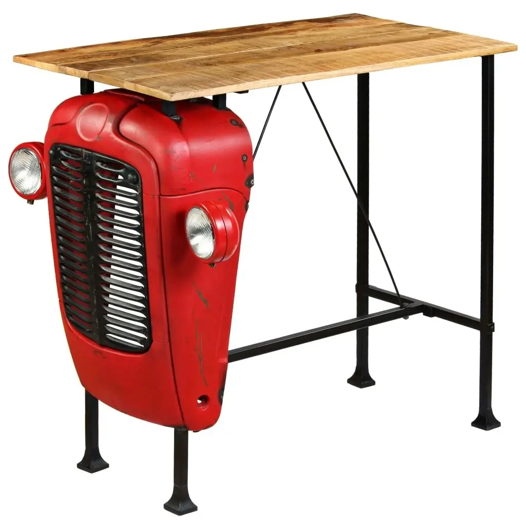 Tractor Bar Table Solid Mango Wood Red 60x120x107 cm 246236