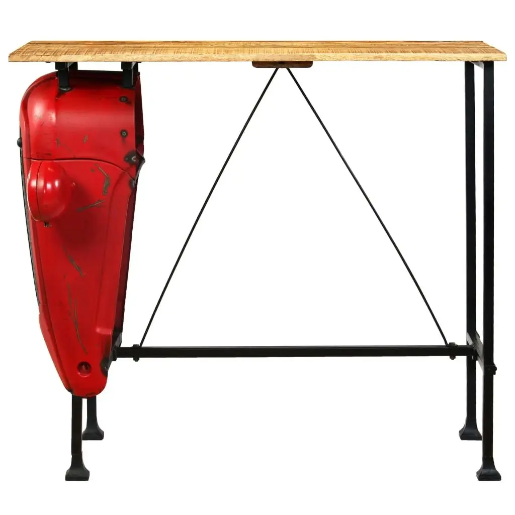 Tractor Bar Table Solid Mango Wood Red 60x120x107 cm 246236