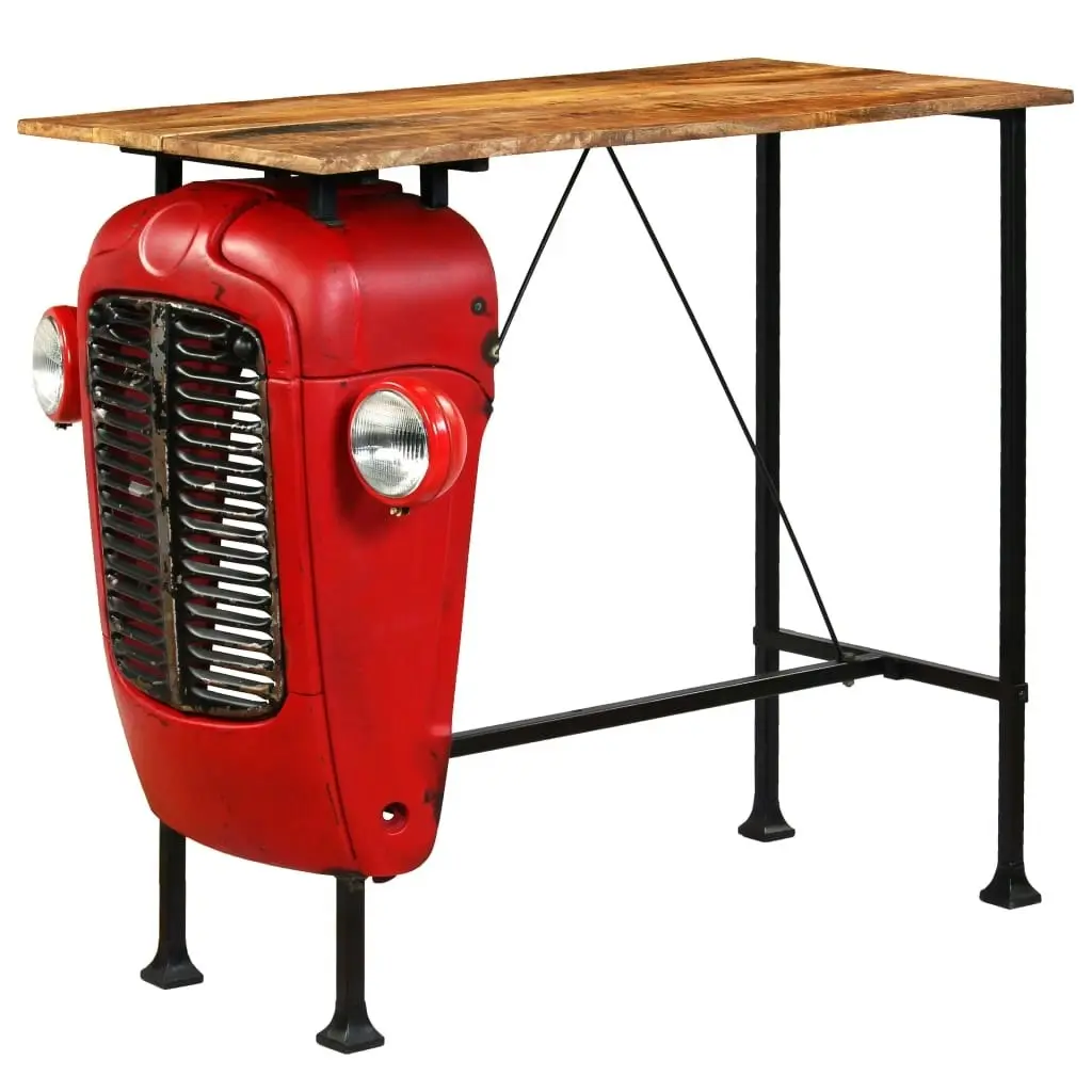 Tractor Bar Table Solid Mango Wood Red 60x120x107 cm 246236