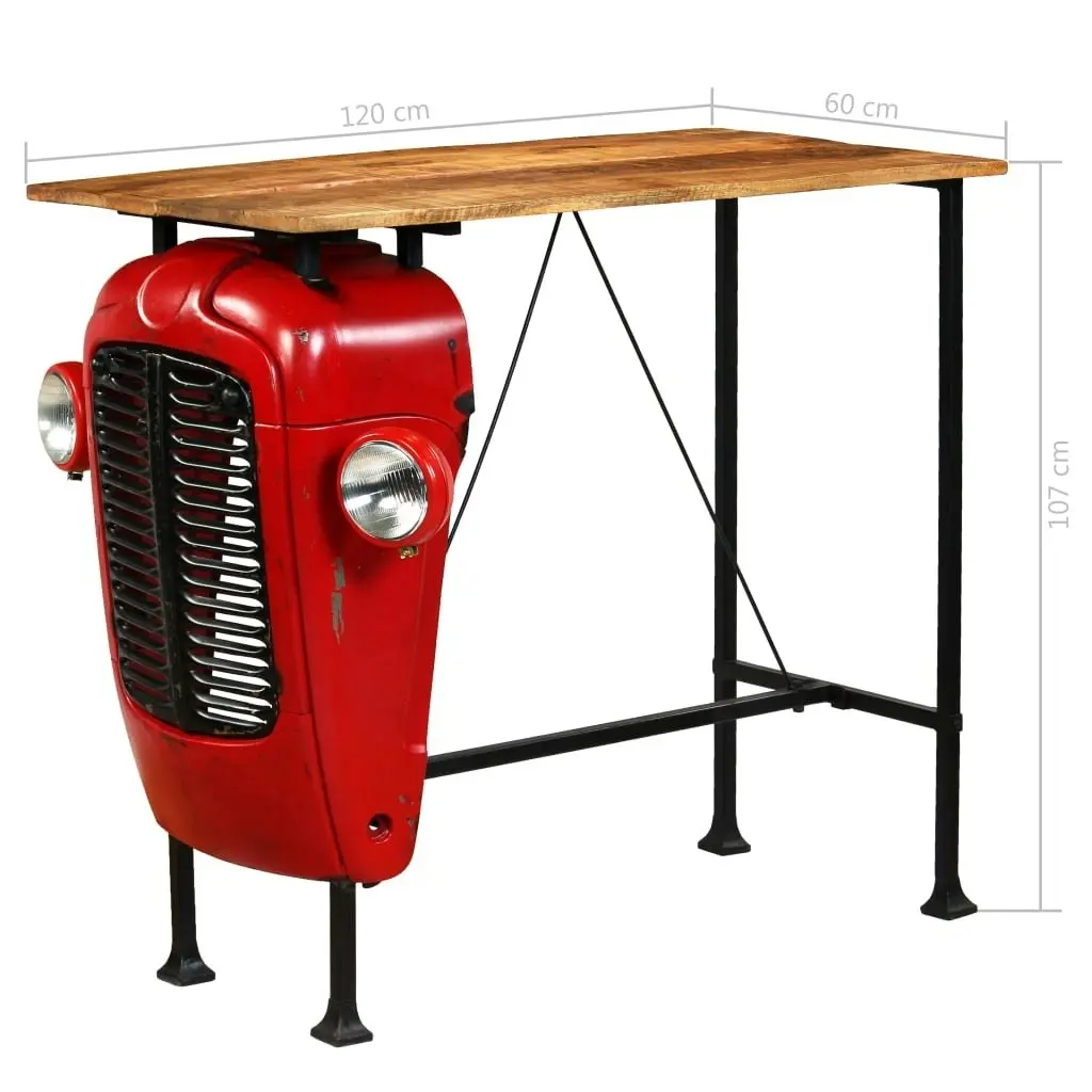 Tractor Bar Table Solid Mango Wood Red 60x120x107 cm 246236