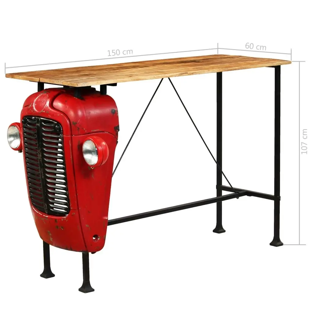 Tractor Bar Table Solid Mango Wood Red 60x150x107 cm 246237