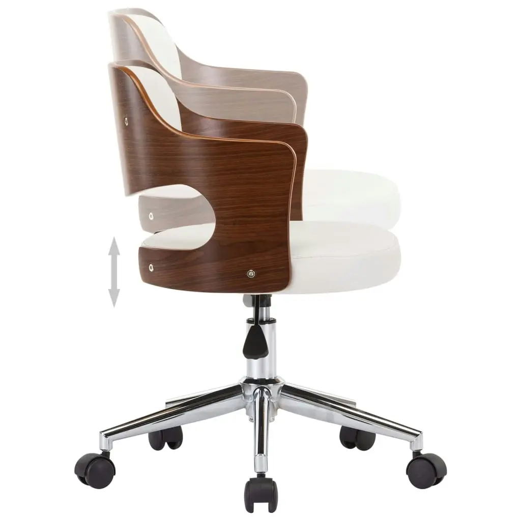 Swivel Dining Chair White Bent Wood and Faux Leather 287428