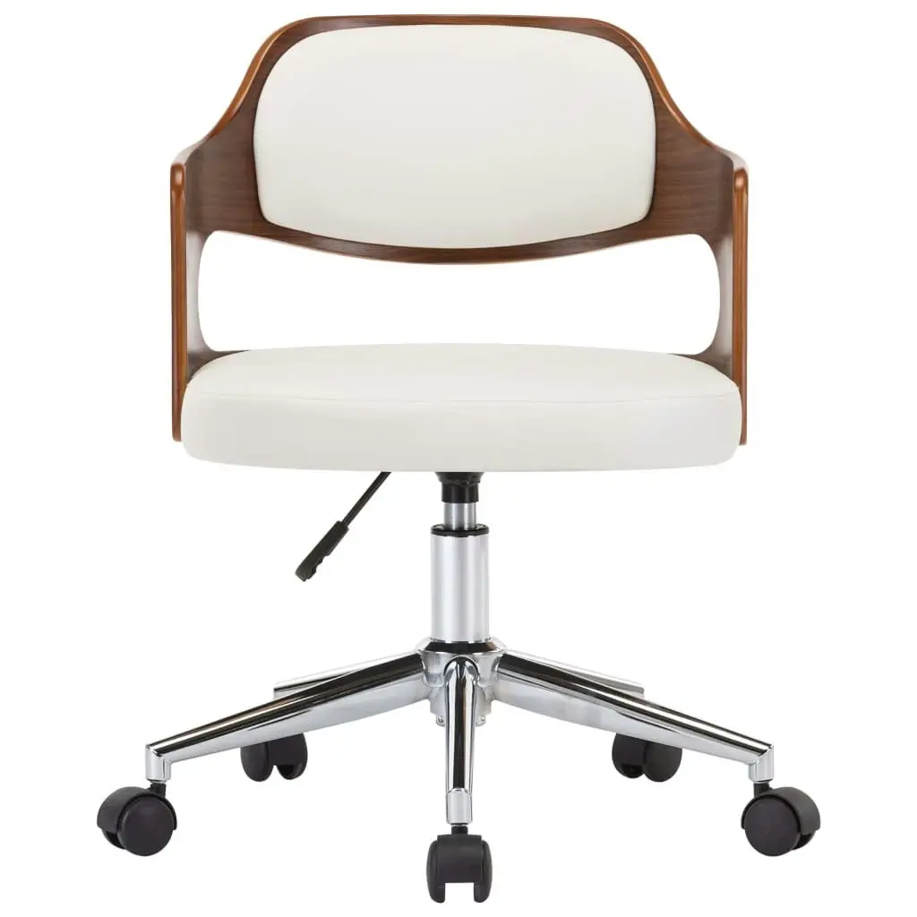 Swivel Dining Chair White Bent Wood and Faux Leather 287428