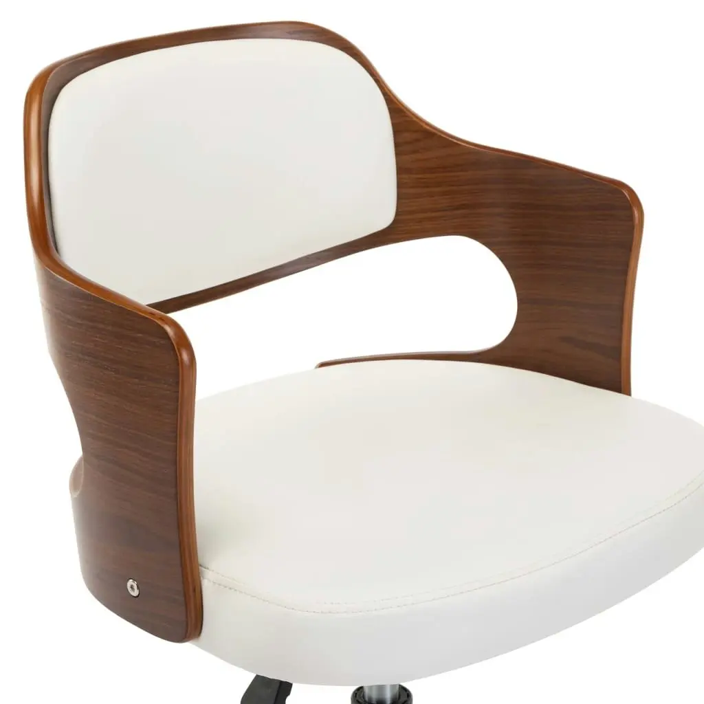 Swivel Dining Chair White Bent Wood and Faux Leather 287428