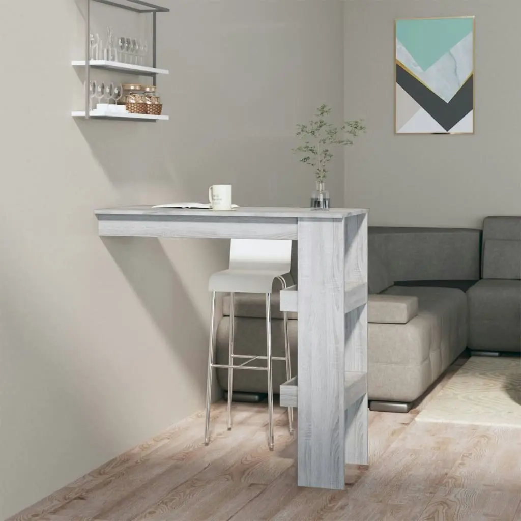 Wall Bar Table Grey Sonoma 102x45x103.5 cm Engineered Wood 817223