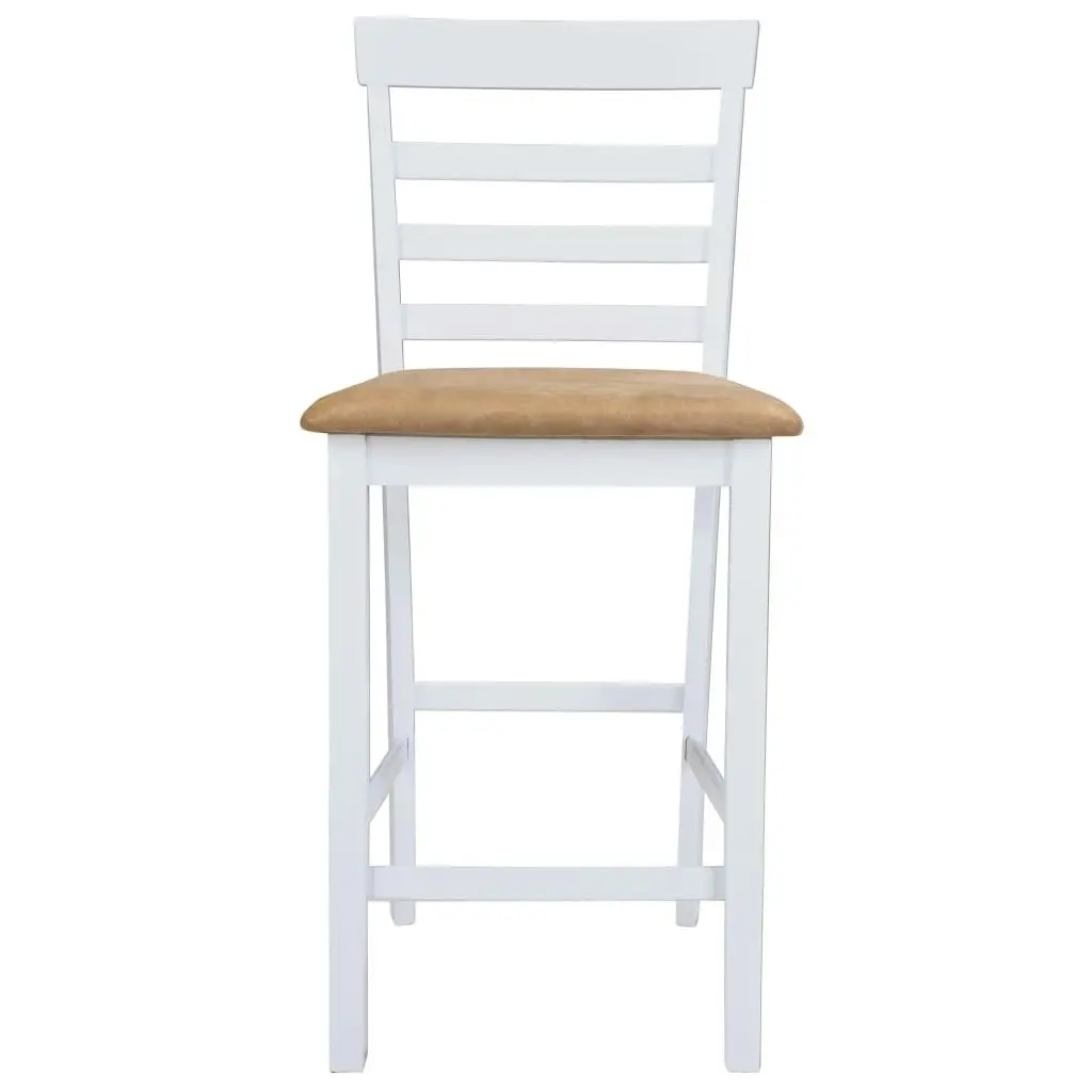 White Wooden Bar Table and 4 Bar Chairs Set 271832