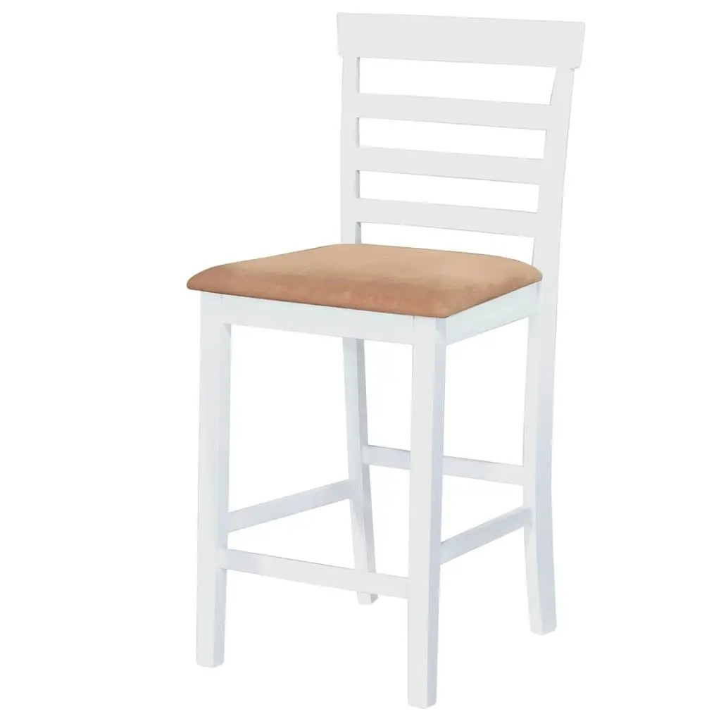 White Wooden Bar Table and 4 Bar Chairs Set 271832