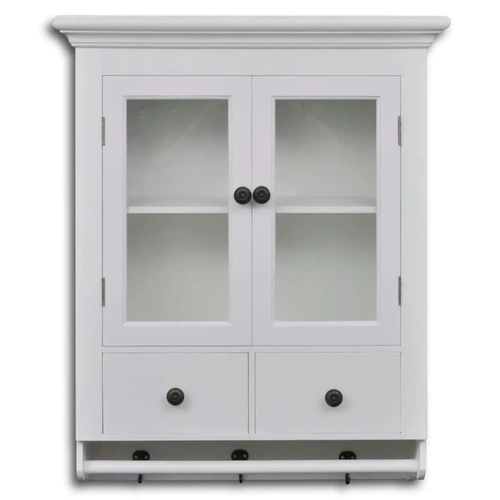 Wooden Kitchen Wall Cabinet with Glass Door White 241374