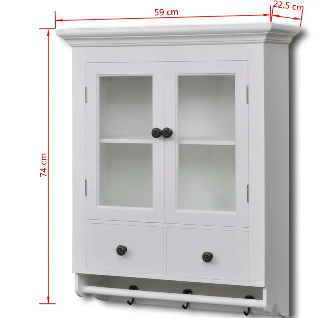 Wooden Kitchen Wall Cabinet with Glass Door White 241374