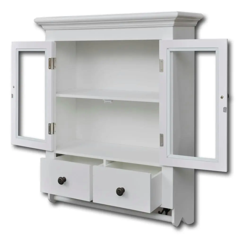 Wooden Kitchen Wall Cabinet with Glass Door White 241374