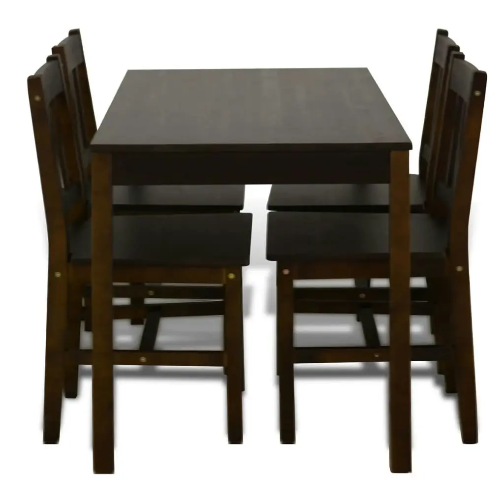 Wooden Dining Table with 4 Chairs Brown 241221