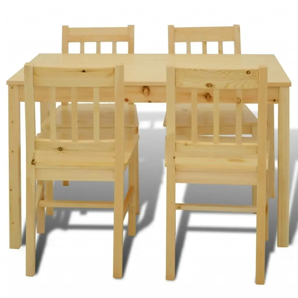 Wooden Dining Table with 4 Chairs Natural 241220