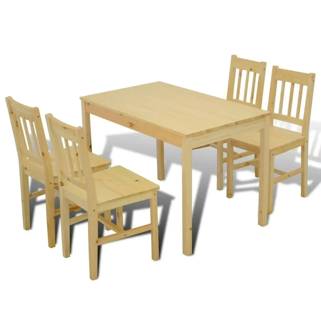 Wooden Dining Table with 4 Chairs Natural 241220