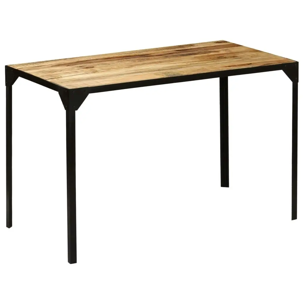 Dining Table Solid Rough Mange Wood and Steel 120 cm 246630