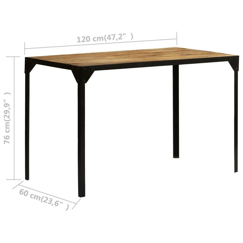 Dining Table Solid Rough Mange Wood and Steel 120 cm 246630