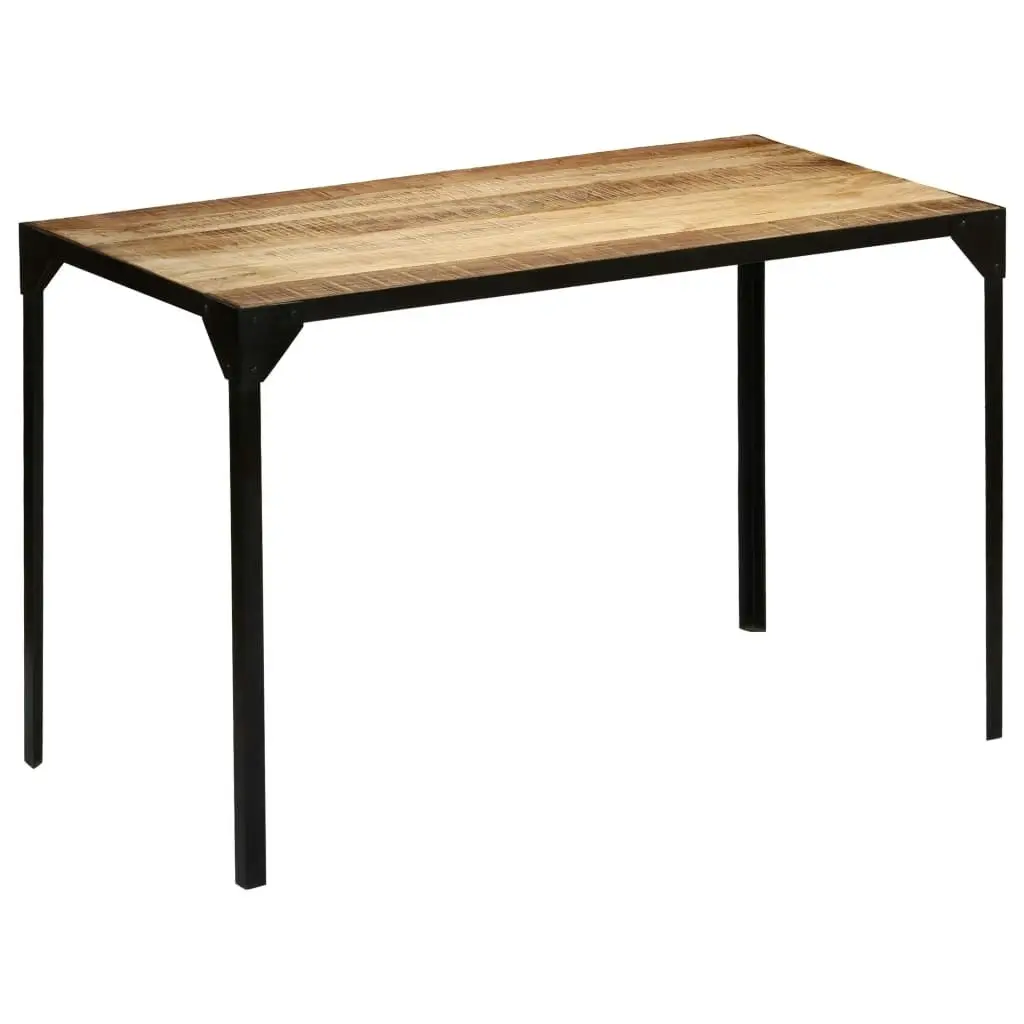 Dining Table Solid Rough Mange Wood and Steel 120 cm 246630