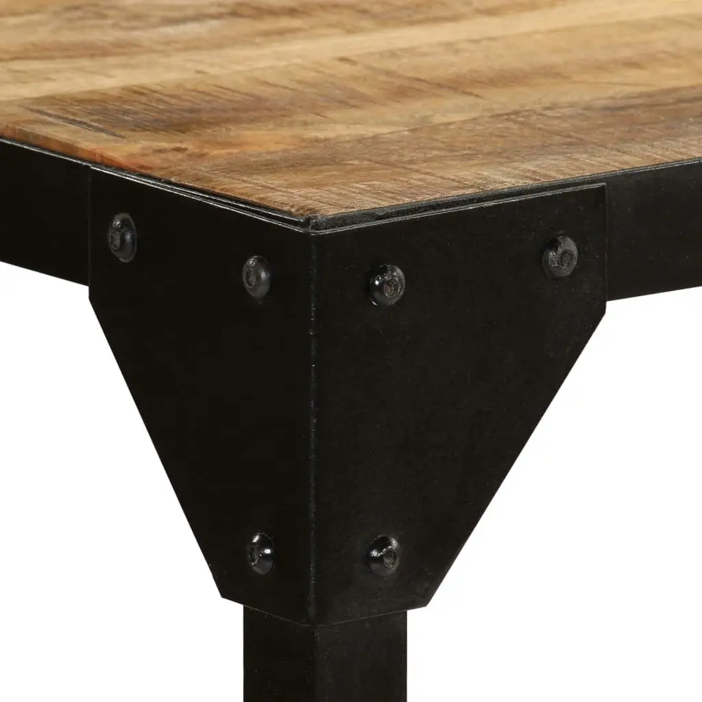 Dining Table Solid Rough Mange Wood and Steel 120 cm 246630