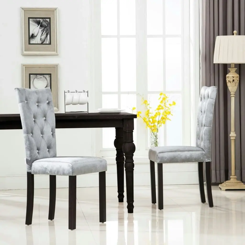 Dining Chairs 2 pcs Silver Velvet 246488