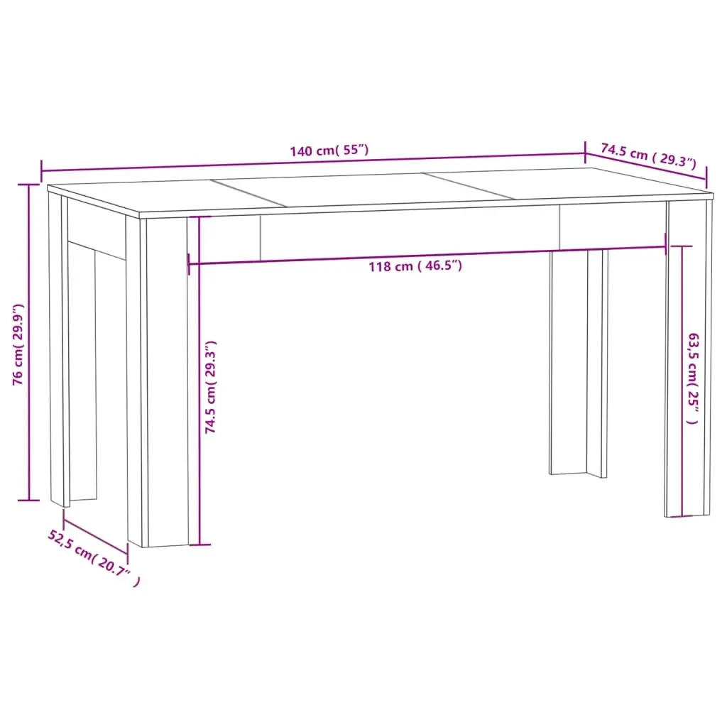 Dining Table Black 140x74.5x76 cm Engineered Wood 804203