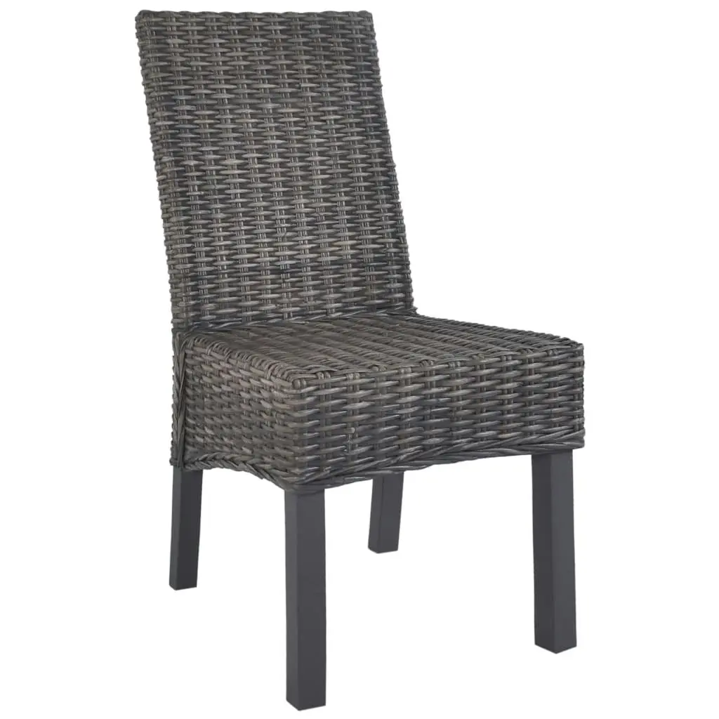 Dining Chairs 2 pcs Brown Kubu Rattan and Mango Wood 246655