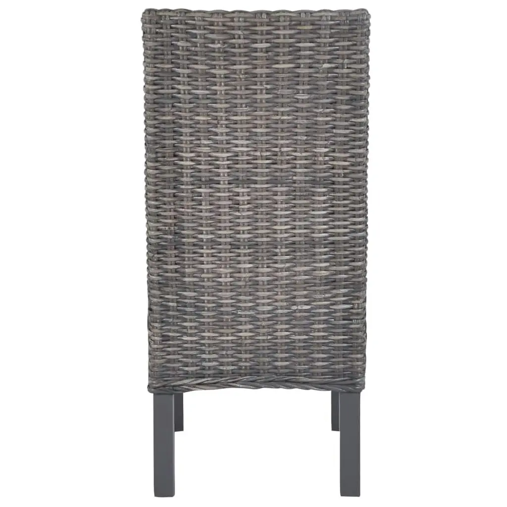 Dining Chairs 2 pcs Brown Kubu Rattan and Mango Wood 246655