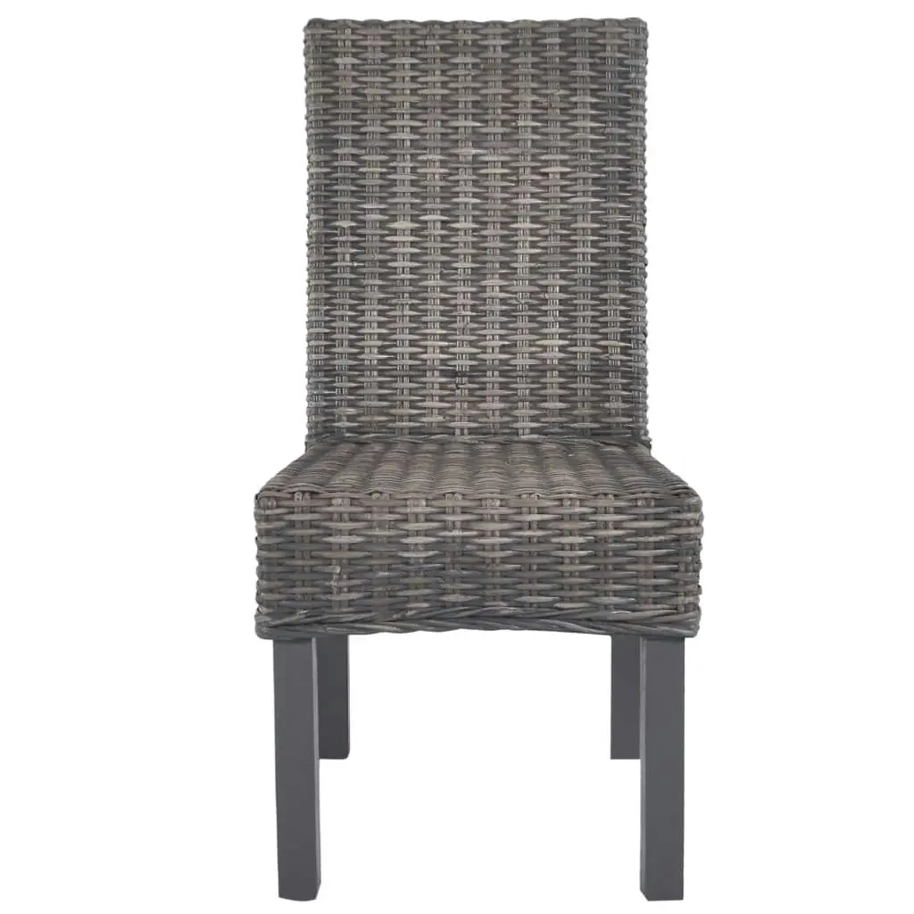 Dining Chairs 2 pcs Brown Kubu Rattan and Mango Wood 246655