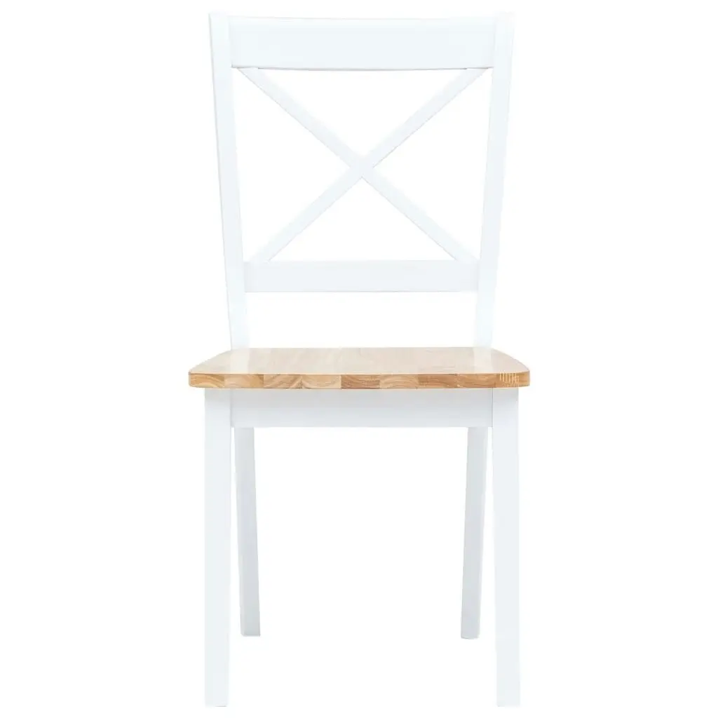 Dining Chairs 4 pcs White and Light Wood Solid Rubber Wood 247359