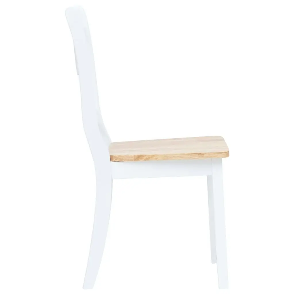 Dining Chairs 4 pcs White and Light Wood Solid Rubber Wood 247359