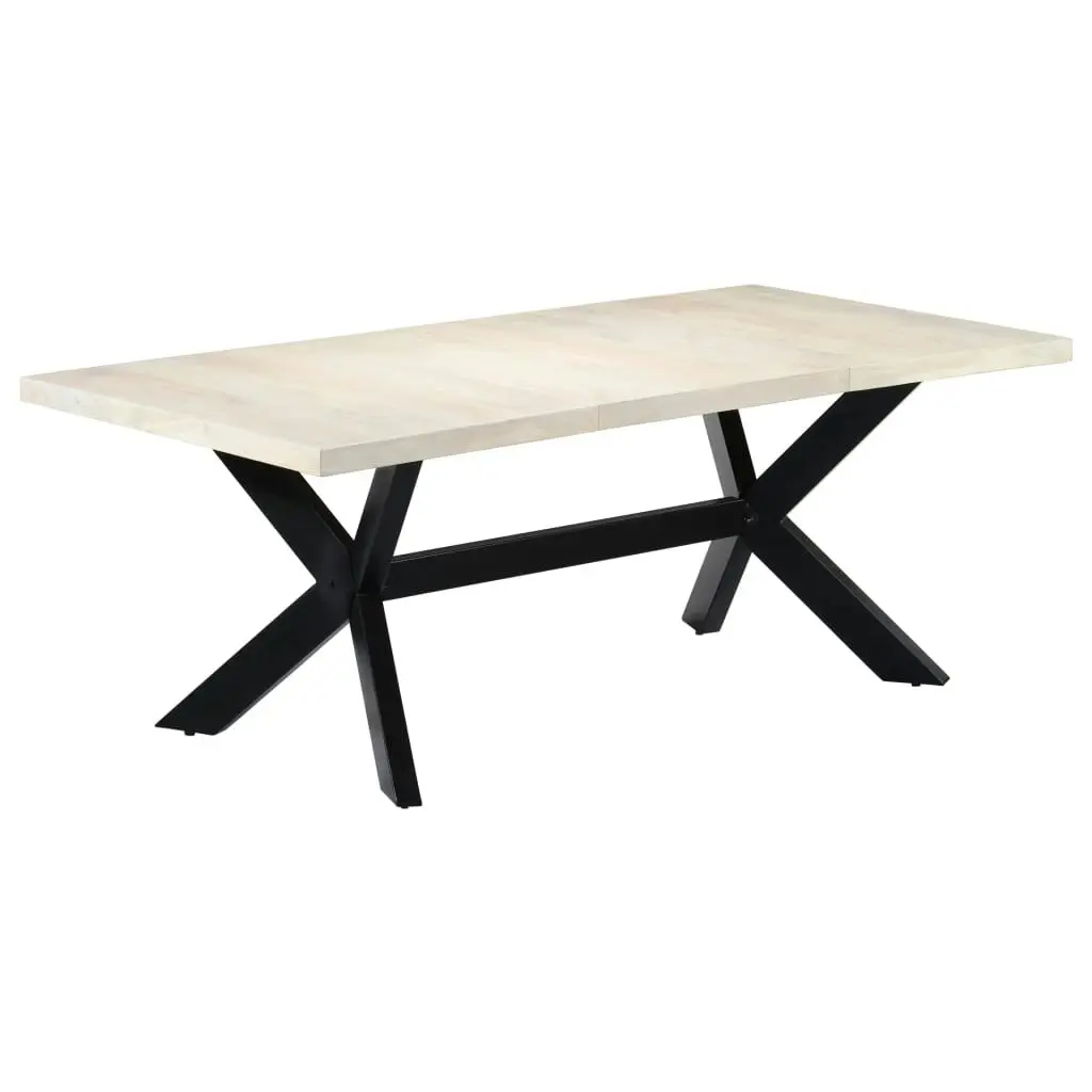 Dining Table White 200x100x75 cm Solid Mango Wood 247428