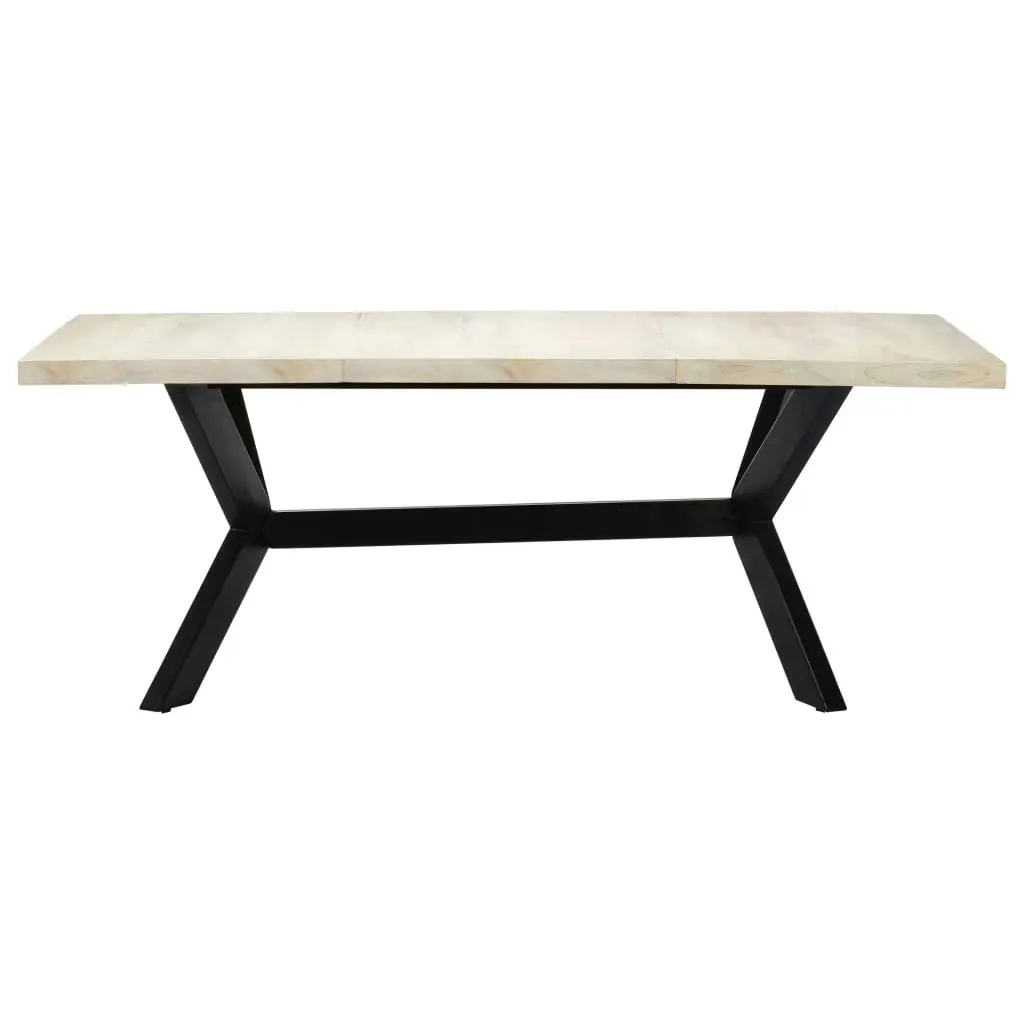 Dining Table White 200x100x75 cm Solid Mango Wood 247428