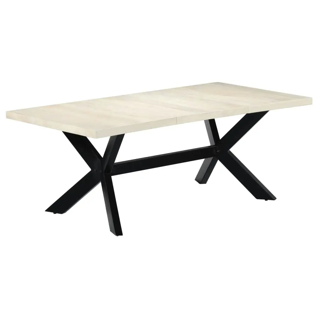 Dining Table White 200x100x75 cm Solid Mango Wood 247428