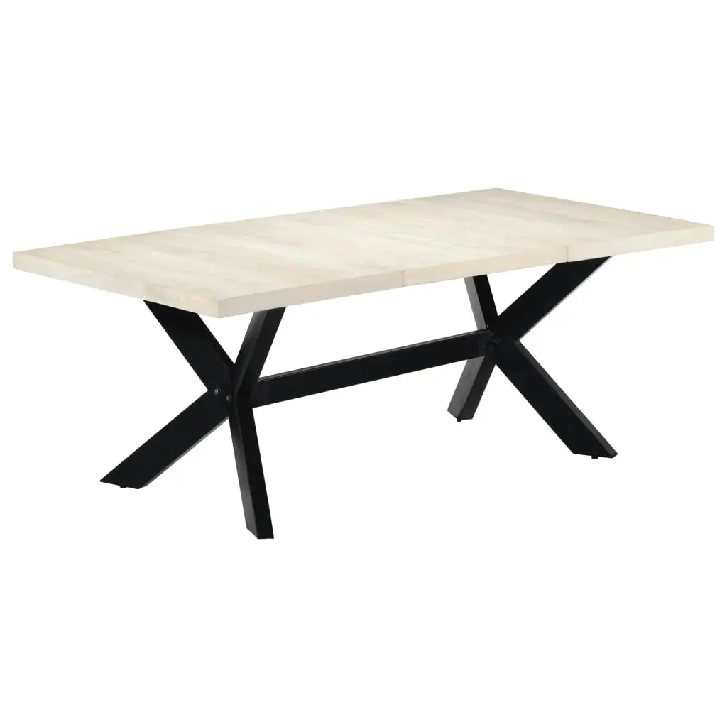 Dining Table White 200x100x75 cm Solid Mango Wood 247428