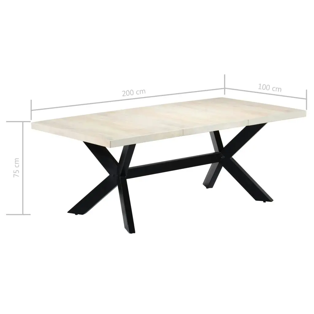 Dining Table White 200x100x75 cm Solid Mango Wood 247428