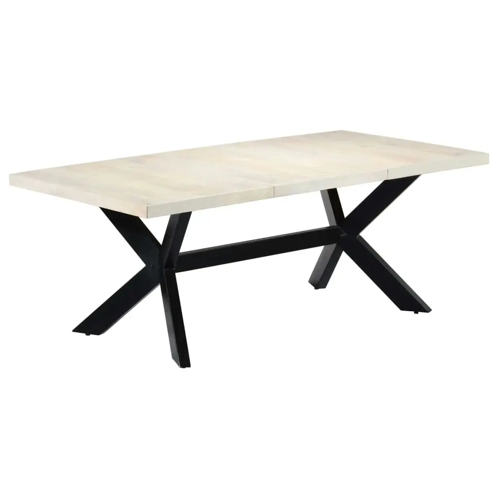 Dining Table White 200x100x75 cm Solid Mango Wood 247428