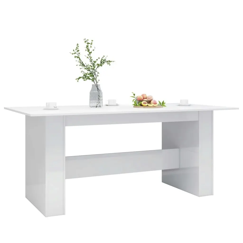 Dining Table High Gloss White 180x90x76 cm Engineered Wood 800474