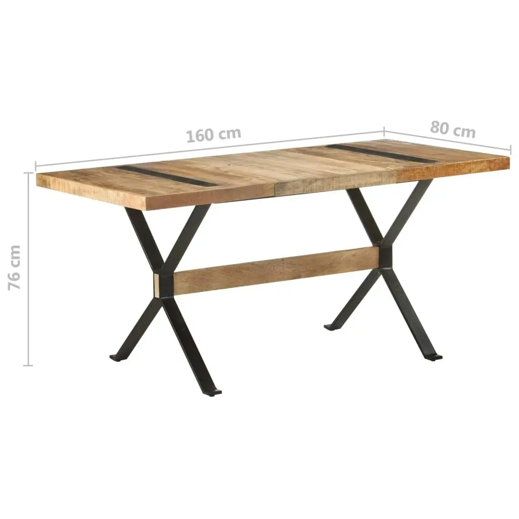 Dining Table 160x80x76 cm Rough Mango Wood 321608