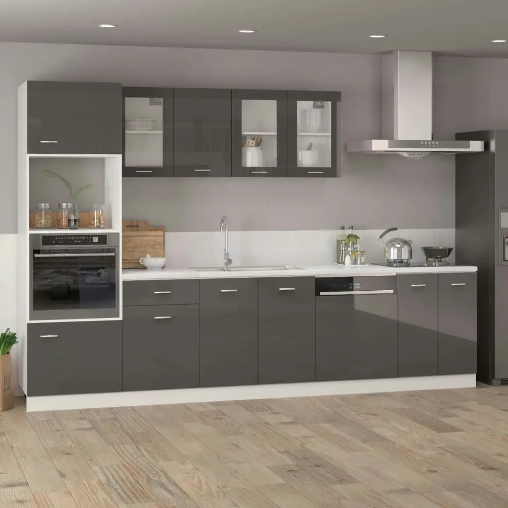 Dishwasher Panel High Gloss Grey 59.5x3x67 cm Engineered Wood 802569