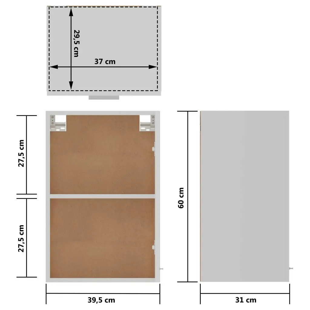 Hanging Cabinet White 39.5x31x60 cm Engineered Wood 801252