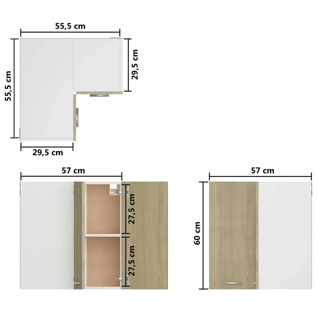 Hanging Corner Cabinet Sonoma Oak 57x57x60 cm Engineered Wood 806393