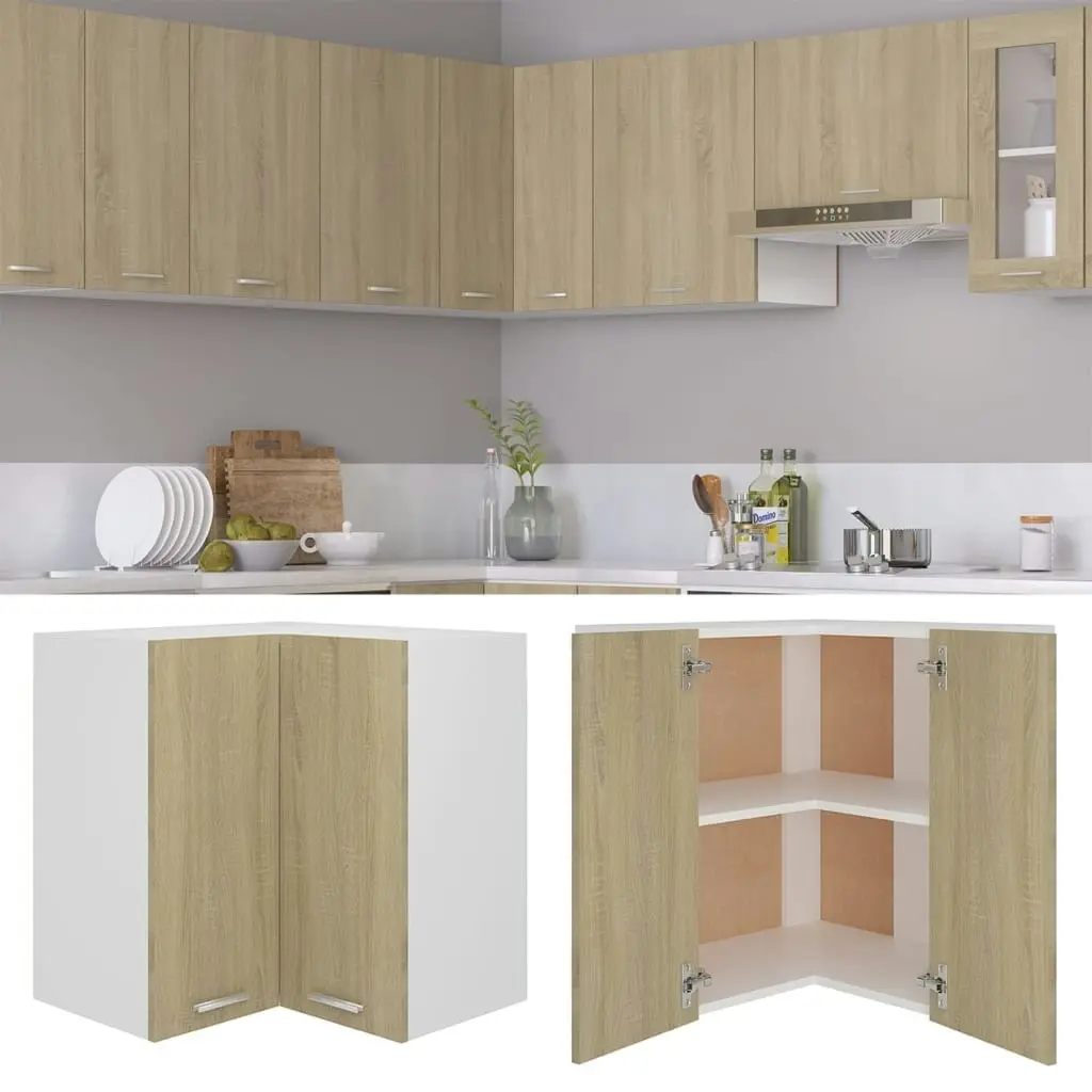 Hanging Corner Cabinet Sonoma Oak 57x57x60 cm Engineered Wood 806393