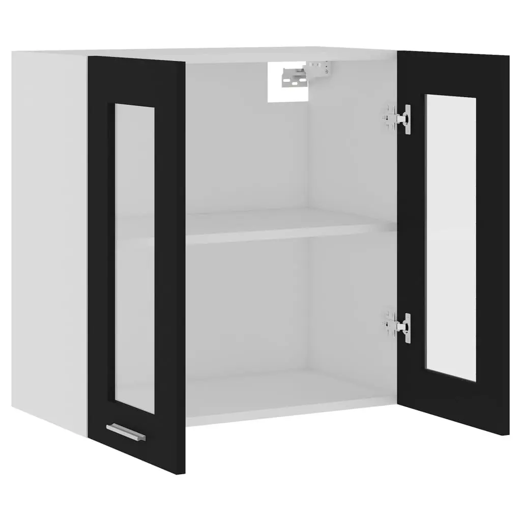 Hanging Glass Cabinet Black  60x31x60 cm Engineered Wood 802522