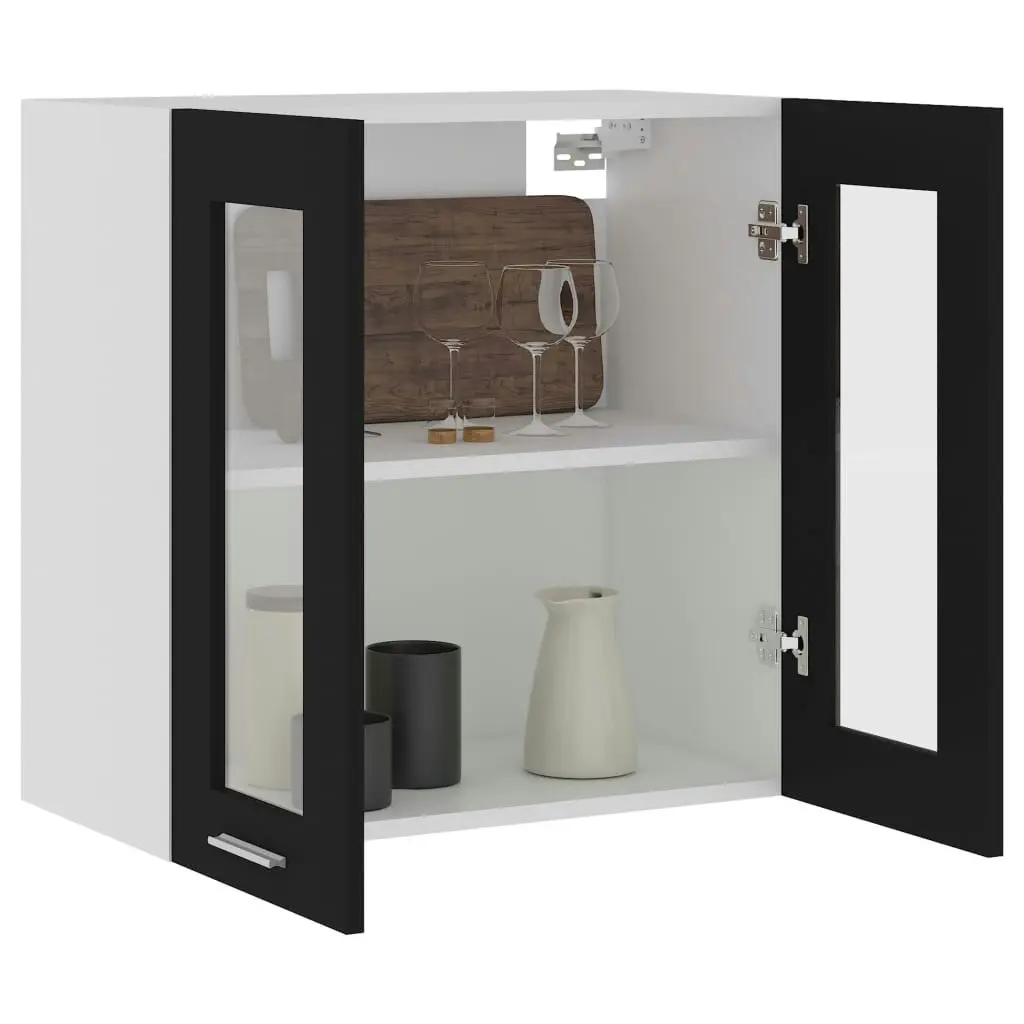 Hanging Glass Cabinet Black  60x31x60 cm Engineered Wood 802522